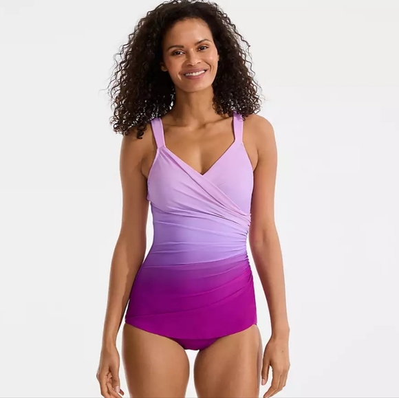 Lands' End Other - Lands End Women's SlenderSuit V-Neck Skirted One Piece NWT Size 14 D Ombre